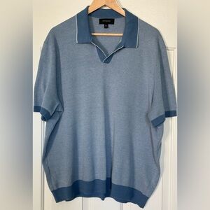 Banana Republic Men’s Knit Polo Shirt XL Blue Short Sleeve Cotton